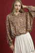 Umgee Leopard Print Balloon Sleeve Blouse LATTE