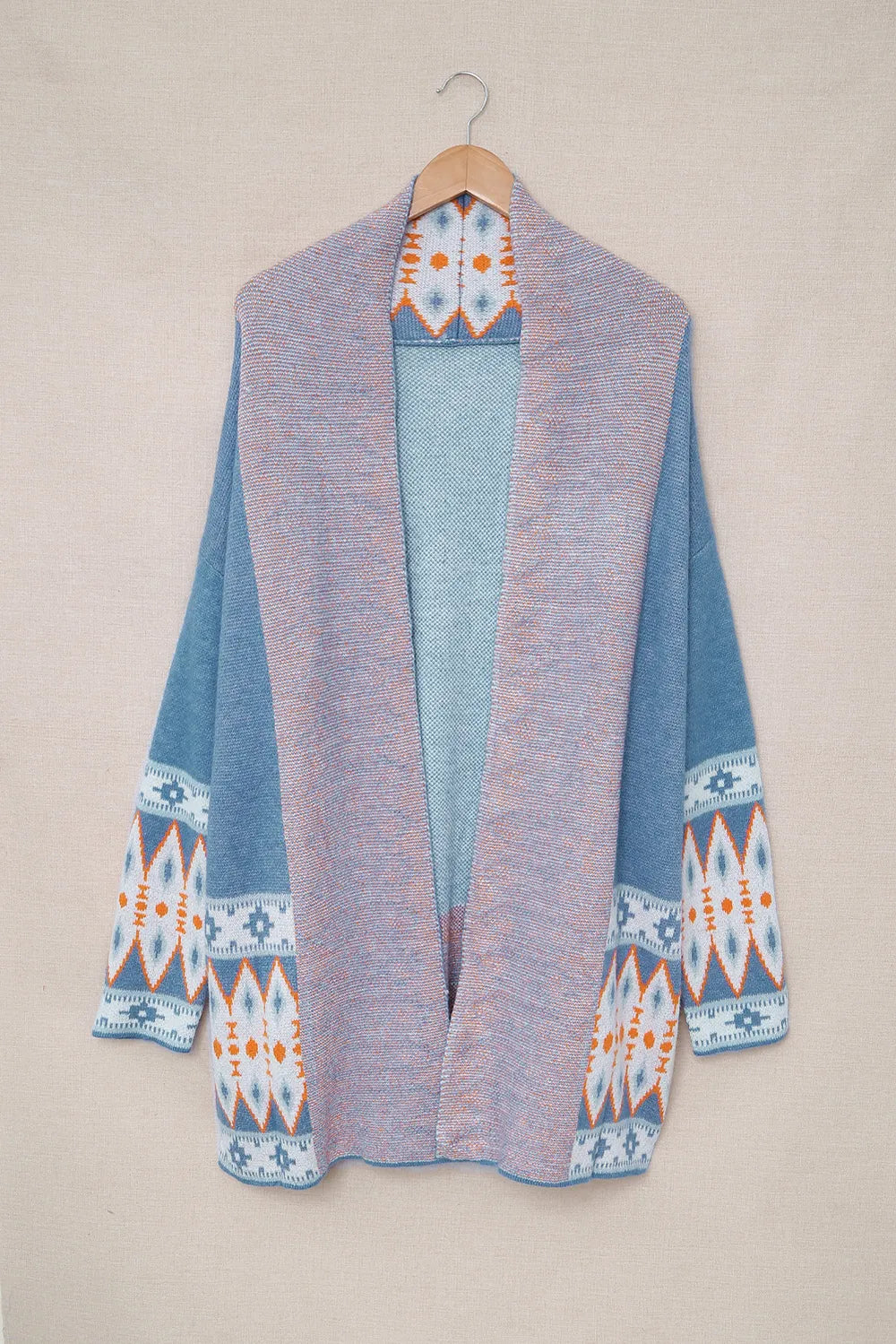 Geometric Open Front Long Sleeve Cardigan | Cardigans Daverri Fashions