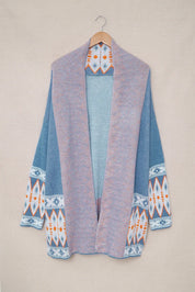 Geometric Open Front Long Sleeve Cardigan | Cardigans Daverri Fashions