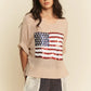 Davi & Dani Sequin American Flag Patch Short Sleeve Knit Top - DAVERRI FASHIONS