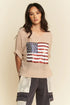 Davi & Dani Sequin American Flag Patch Short Sleeve Knit Top - DAVERRI FASHIONS