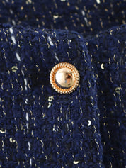 Tweed Button Up Cropped Jacket | Jackets Daverri Fashions