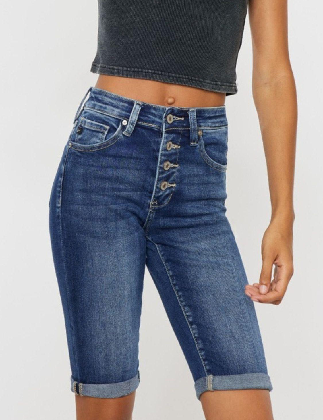 Kancan Full Size Cat's Whiskers Button Fly Denim Shorts | Daverri Fashions