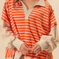 Striped Johnny Collar Long Sleeve Sweatshirt - DAVERRI FASHIONS
