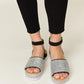 Forever Link Rhinestone Buckle Strappy Wedge Sandals Sandals