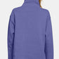 Zenana Turtleneck Half Snap Fleece Sweatshirt Blurple - DAVERRI FASHIONS