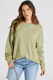 Sage Waffle-Knit Long Sleeve Sweatshirt | Sweatshirts Daverri Fashions