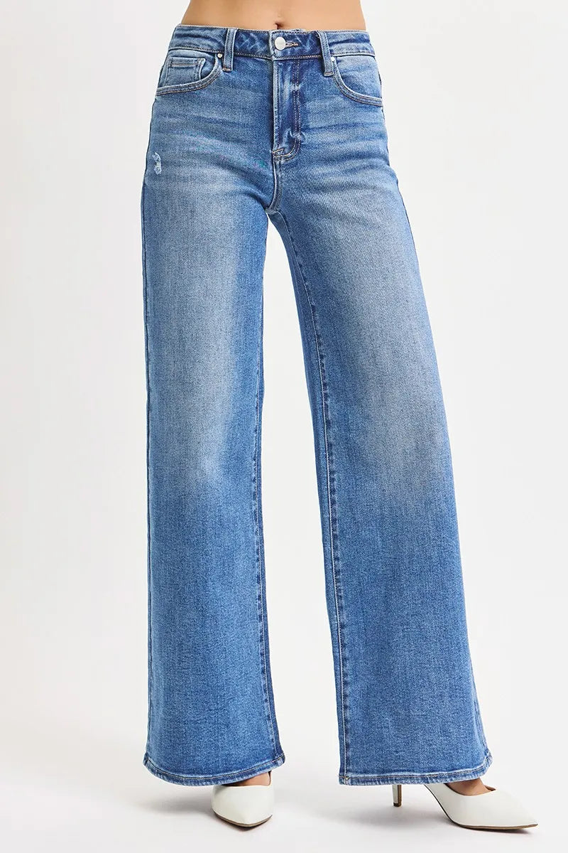 RISEN Full Size High Rise Wide Leg Jeans Plus Size | Jeans Daverri Fashions