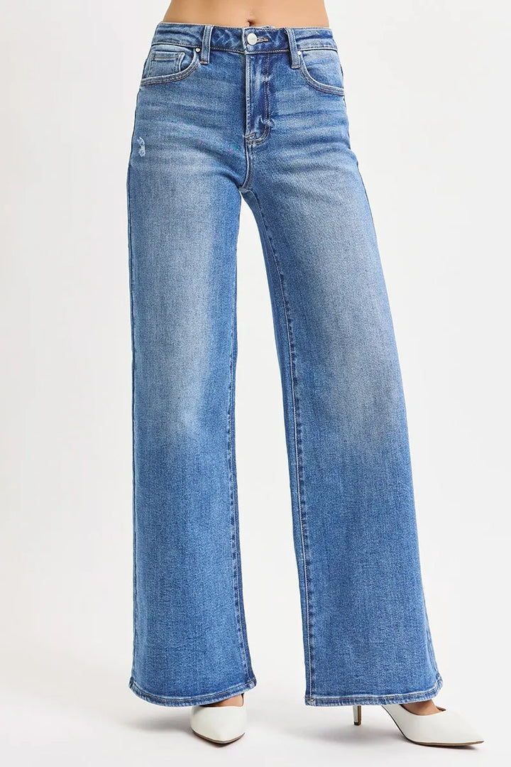 RISEN Full Size High Rise Wide Leg Jeans Plus Size | Jeans Daverri Fashions
