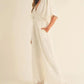 MABLE Fluffy Deep V Neck Wide Leg Jumpsuit - DAVERRI FASHIONS