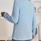 Daverri Fashions blue and white striped long sleeve button detail top