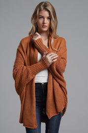 Dolman Sleeve Open Front Ribbed Trim Longline Cardigan | Cardigans Daverri Fashions