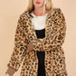 VERY J Fuzzy Leopard Long Sleeve Hooded Jacket Taupe Leopard