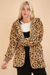 VERY J Fuzzy Leopard Long Sleeve Hooded Jacket Taupe Leopard