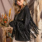 BiBi Suede Fringe Long Sleeve Jacket - DAVERRI FASHIONS