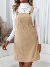 Tan Casual Corduroy Overall Dress | Overall Dresses Daverri Fashions