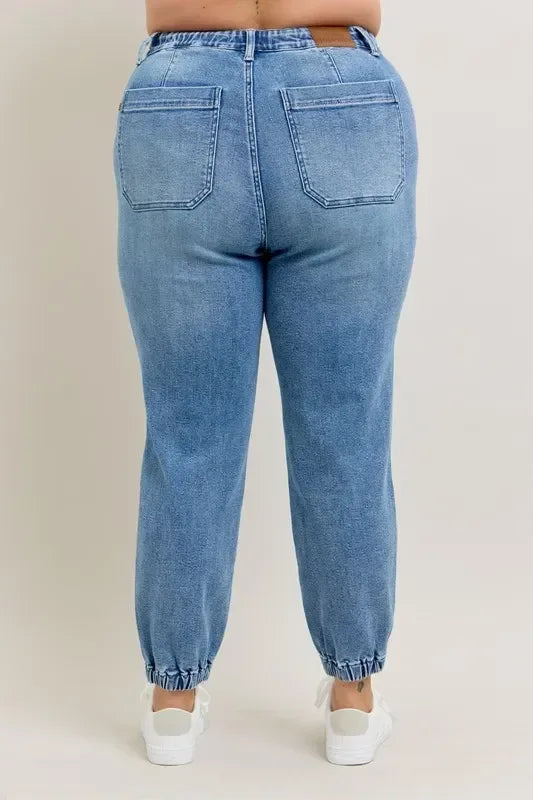 Judy Blue Full Size High Waist Denim Jogger - DAVERRI FASHIONS