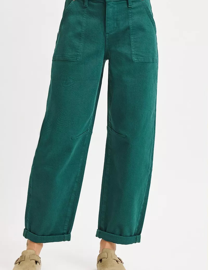 RISEN High Rise Ankle Cuffed Barrel Pants | Pants Daverri Fashions