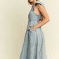 Jade By Jane Ruffled Denim Midi Dress - DAVERRI FASHIONS