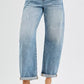 RISEN Full Size Slouchy Ankle Length Barrel Jeans with Cuffs Plus Size - DAVERRI FASHIONS