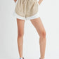 MABLE Drawstring Waist Contrast Trim Detail Shorts Shorts