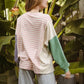 BiBi Exposed Seam Slit Striped Round Neck T-Shirt T-Shirts
