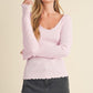 Aemi + Co Lettuce Hem Scoop Neck Long Sleeve Knit Top