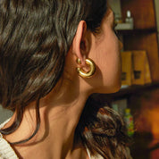 Gold onesize 18K Gold-Plated C-Hoop Earrings | Earrings Daverri Fashions