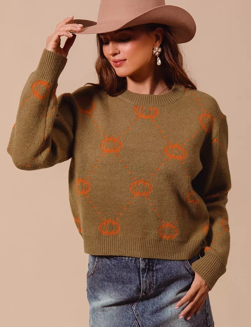 SO ME Pumpkin Rhombus Halloween Thanksgiving Sweater | Sweaters Daverri Fashions
