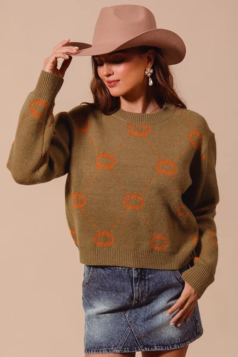 SO ME Pumpkin Rhombus Halloween Thanksgiving Sweater | Sweaters Daverri Fashions