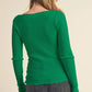 Aemi + Co Lettuce Hem Scoop Neck Long Sleeve Knit Top - DAVERRI FASHIONS