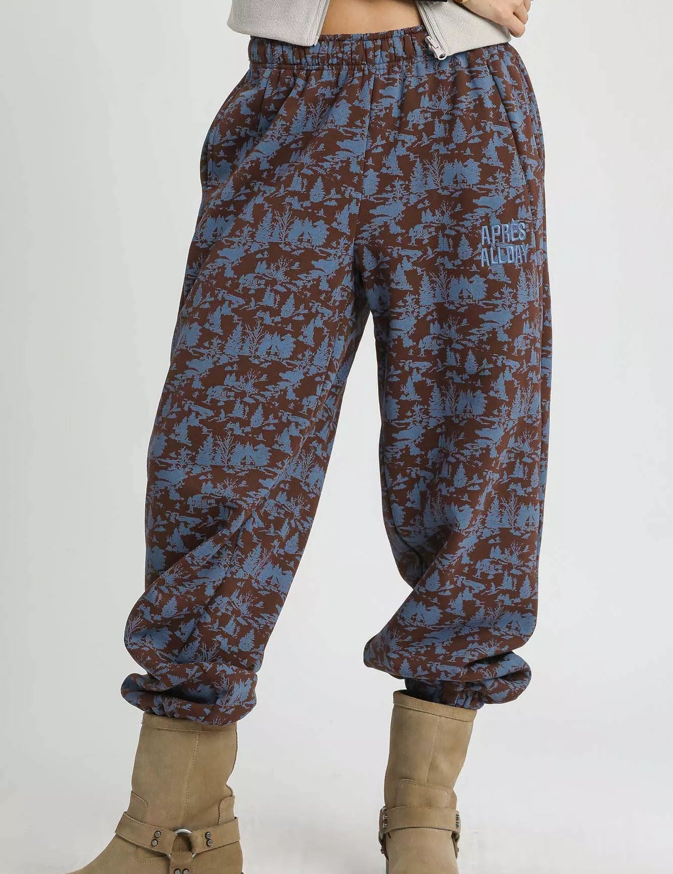 CHOCOLATE Umgee Scenic Print Casual Sweatpants Chocolate | Sweatpants Daverri Fashions