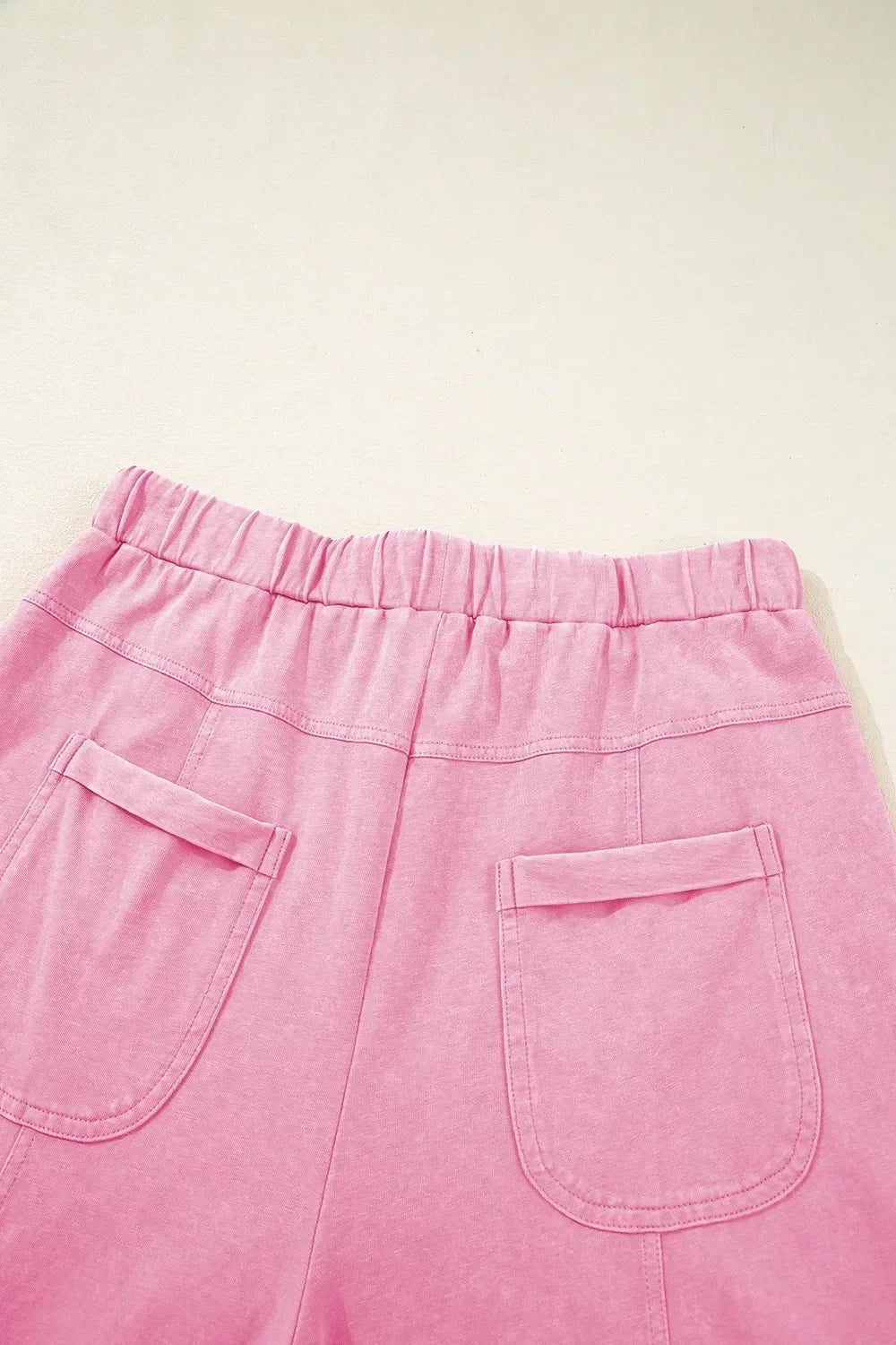 Mineral Wash Exposed Seam Drawstring High Waist Wide Leg Cargo Pants - DAVERRI FASHIONS