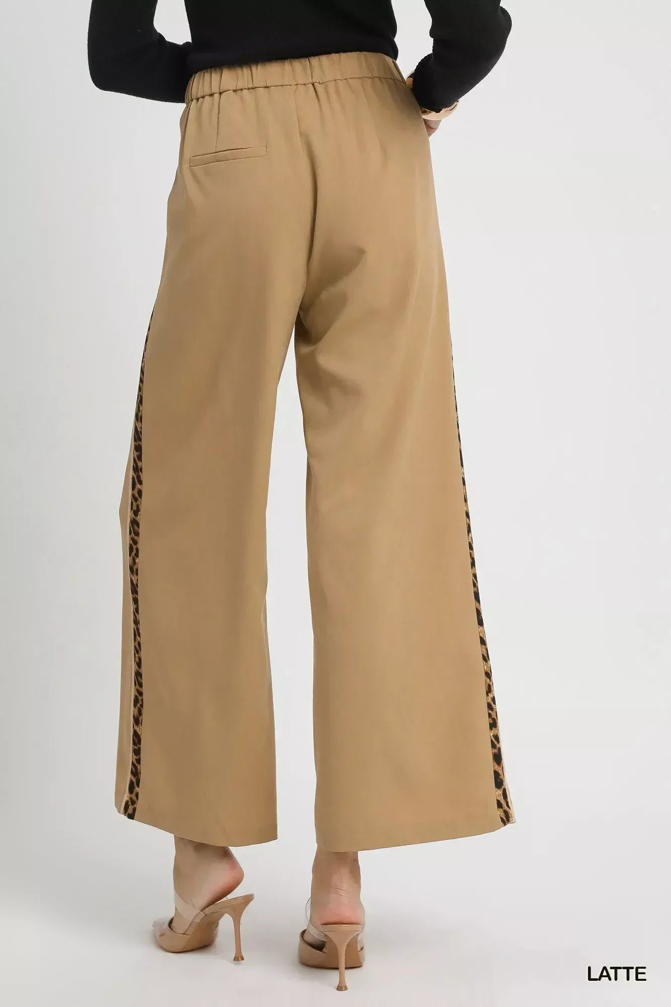 Umgee Front Pleated Wide-Leg Pants with Contrast Trim - DAVERRI FASHIONS