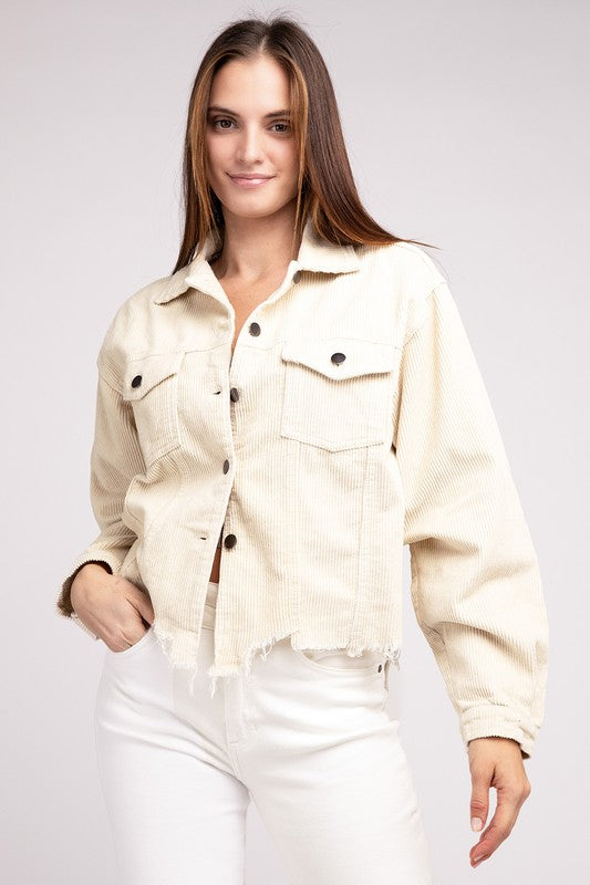 POL Oversized Frayed Edge Shacket Shackets