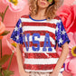 BiBi American Flag Theme USA Lettering Sequin Top Tops