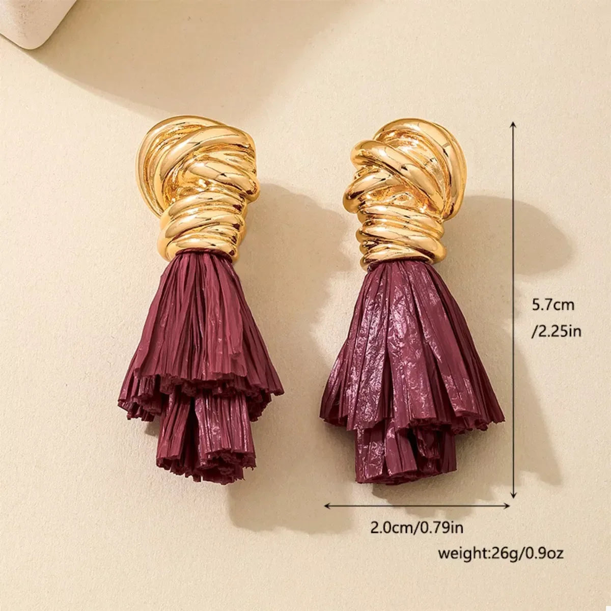 Golden Wire Wrapped Tassel Drop Earrings - DAVERRI FASHIONS
