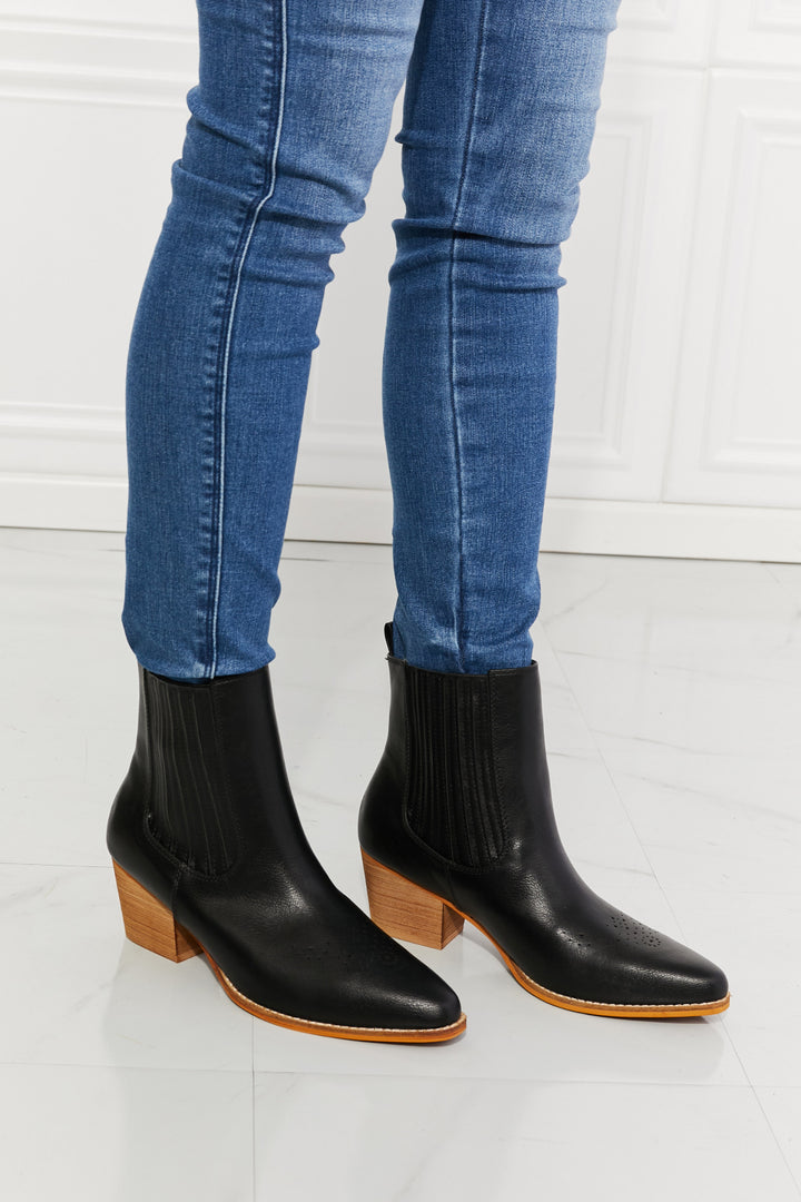 Stacked Heel Chelsea Boot in Black Boots