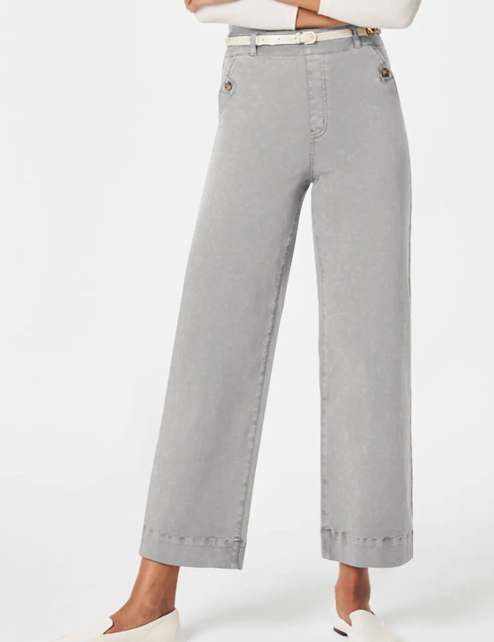 Light Gray High Waist Jeans with Pockets | Jeans Daverri Fashions