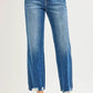 RISEN High Rise Ankle Straight Distressed Hem Detail Jeans - DAVERRI FASHIONS