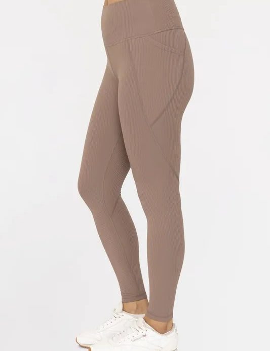 MONO B Soft Ribbed High Waisted Leggings | Daverri Fashions