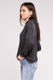 Hooded Brushed Melange Hacci Sweater Sweaters