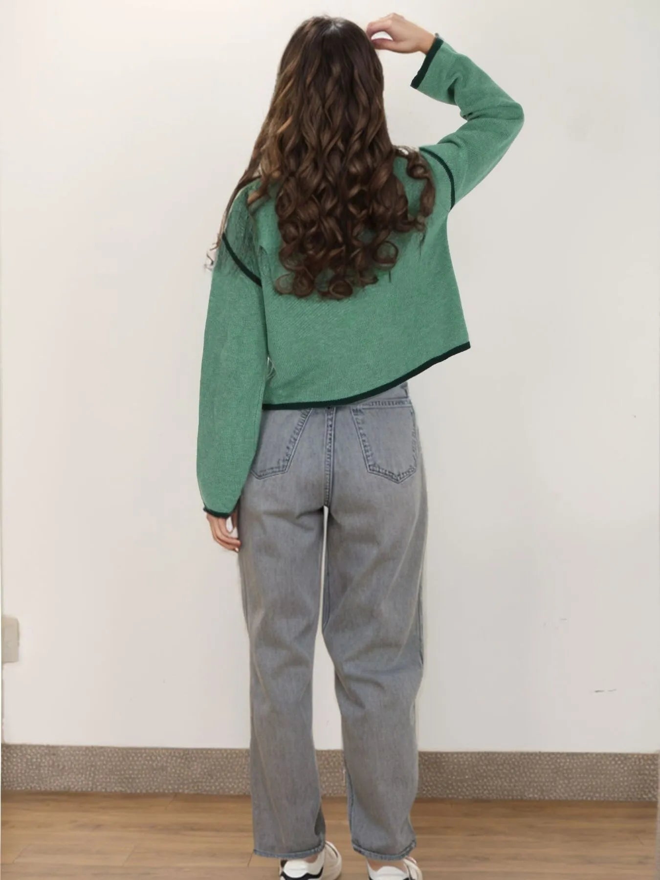 Button-Front Cardigan with Contrast Trim | Cardigans Daverri Fashions
