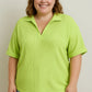 BiBi Mineral Washed Thermal Top: bright lime green short-sleeved polo