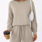 Round Neck Long Sleeve Top and Shorts Set - DAVERRI FASHIONS
