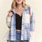 ADORA Button Down Plaid Hoodie Shacket Shackets