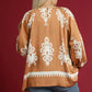 Umgee Full Size Two Tone Border Print Top with Balloon Sleeves Plus Size