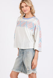 SAGE+FIG Patchwork Breeze Contrast Oversized T-Shirt