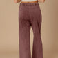 Mauve suede wide-leg pants with elastic waistband by Daverri Fashions