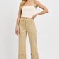 RISEN Full Size High Rise Wide Straight Cuffed Patch Jeans Plus Size